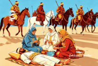 Ilustrasi muslimah perawat mengobati korban pertempuran - sukabumiheadline.com