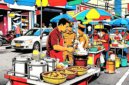 Ilustrasi pedagang kaki lima sedang berjualan di trotoar jalan - sukabumiheadline.com
