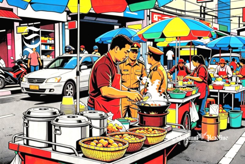 Ilustrasi pedagang kaki lima sedang berjualan di trotoar jalan - sukabumiheadline.com