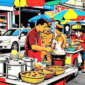 Ilustrasi pedagang kaki lima sedang berjualan di trotoar jalan - sukabumiheadline.com