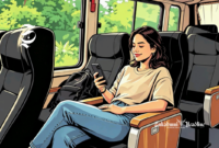 Ilustrasi perempuan sedang duduk di dalam bus - sukabumiheadline.com