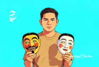 Ilustrasi seorang pria memagang topeng - sukabumiheadline.com