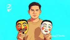 Ilustrasi seorang pria memagang topeng - sukabumiheadline.com