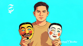 Ilustrasi seorang pria memagang topeng - sukabumiheadline.com
