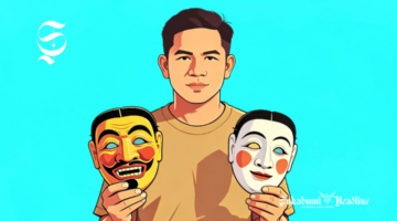 Ilustrasi seorang pria memagang topeng - sukabumiheadline.com