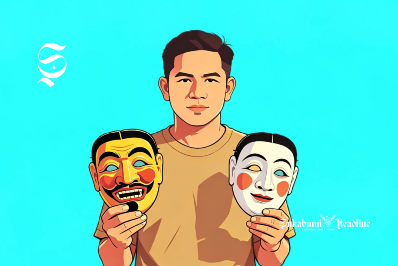 Ilustrasi seorang pria memagang topeng - sukabumiheadline.com
