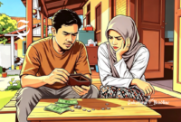 Ilustrasi suami istri menghitung sisa uang - sukabumiheadline.com