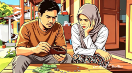 Ilustrasi suami istri menghitung sisa uang - sukabumiheadline.com