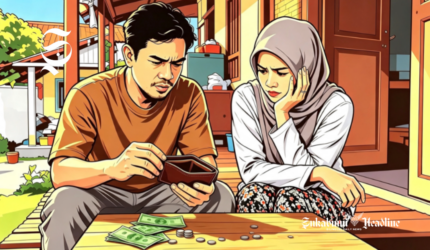 Ilustrasi suami istri menghitung sisa uang - sukabumiheadline.com