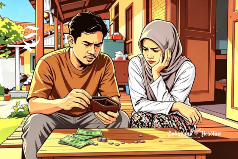 Ilustrasi suami istri menghitung sisa uang - sukabumiheadline.com