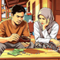 Ilustrasi suami istri menghitung sisa uang - sukabumiheadline.com