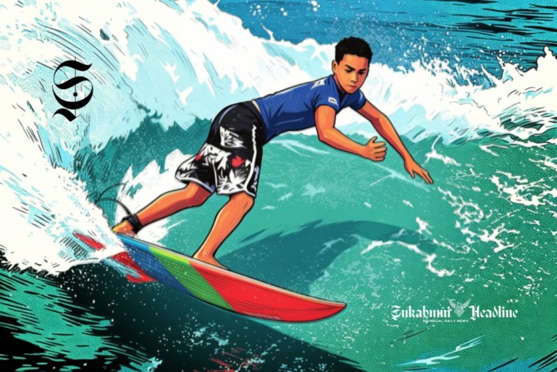 Ilustrasi surfing atau selancar - sukabumiheadline.com