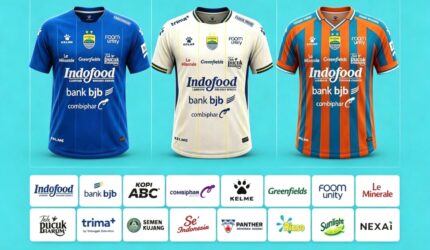 Jersey home, away, third Persib Bandung, dan sponsor