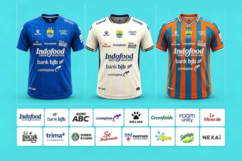 Jersey home, away, third Persib Bandung, dan sponsor