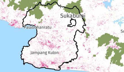 Kawasan hutan primer (hijau) dan kawasan tutupan hutan yang hilang (pink) - GNW