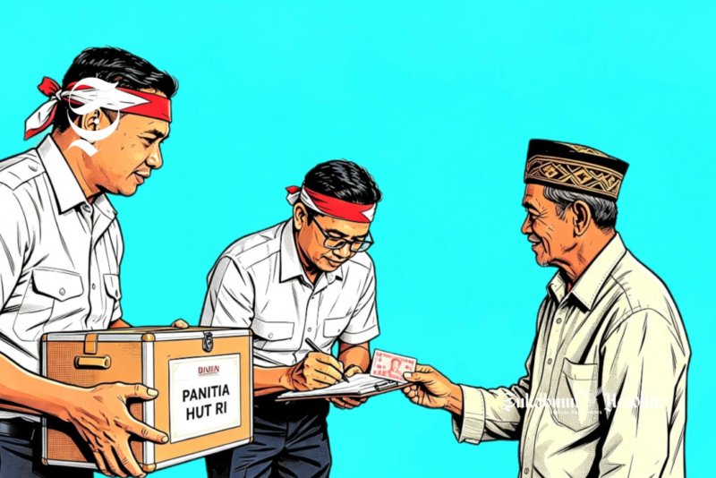 Panitia HUT RI sedang meminta iuran dari warga - Ilustrasi sukabumiheadline.com