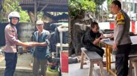 Polsek Kalapanunggal berbagi makan gratis - Ist