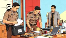 Ilustrasi aparat penegak hukum sedang melakukan perampasan aset milik pelaku tindak pidana - sukabumiheadline.com