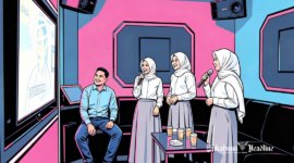 Ilustrasi tiga pelajar nyari di room karaoke - sukabumiheadline.com