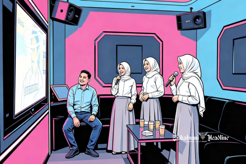 Ilustrasi tiga pelajar nyari di room karaoke - sukabumiheadline.com