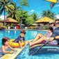 Ilustrasi keluarga berwisata ke kolam renang - sukabumiheadline.com
