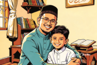 Ilustrasi pria dewasa memeluk anak laki-laki - sukabumiheadline.com