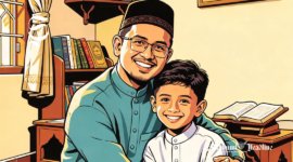 Ilustrasi pria dewasa memeluk anak laki-laki - sukabumiheadline.com