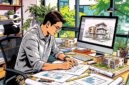 Ilustrasi seorang arsitek sedang merancang bangunan - sukabumiheadline.com