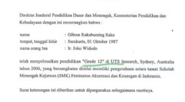 Surat Keterangan dari Kemendikbud tentang Ijazah Gibran Rakabuming Raka - Tere Liye