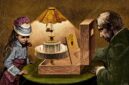 Animasi Pantomimes Lumineuses karya Charles - 
19th century illustration of a praxinoscope theatre. In 1876, Reynaud, a French inventor, created the Praxinoscope, an improvement of the Zoetrope. The Praxinoscope replaced the narrow viewing slits of the Zoetrope with an inner circle of 12 mirrors (equal to the number of images), allowing a clearer and less distorted view of the moving image. Several people could watch the performance at the same time. After Reynaud licensed his invention in 1877, it sold well in a number of the large Paris department stores.This improved version included a glass viewing screen which allowed the moving image to be superimposed over a changeable background. He continued to improve the design and in 1880 created the first projection version. The Projection Praxinoscope used a lantern to project the moving images onto a small screen, allowing a larger audience to view it.