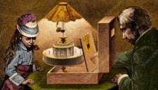 Animasi Pantomimes Lumineuses karya Charles -
19th century illustration of a praxinoscope theatre. In 1876, Reynaud, a French inventor, created the Praxinoscope, an improvement of the Zoetrope. The Praxinoscope replaced the narrow viewing slits of the Zoetrope with an inner circle of 12 mirrors (equal to the number of images), allowing a clearer and less distorted view of the moving image. Several people could watch the performance at the same time. After Reynaud licensed his invention in 1877, it sold well in a number of the large Paris department stores.This improved version included a glass viewing screen which allowed the moving image to be superimposed over a changeable background. He continued to improve the design and in 1880 created the first projection version. The Projection Praxinoscope used a lantern to project the moving images onto a small screen, allowing a larger audience to view it.